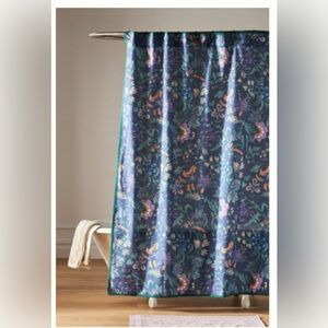 Anthropologie Iluka Organic Cotton Shower Curtain - Navy